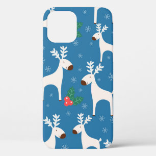 Winter background with deers ( seamless pattern)an iPhone 12 case