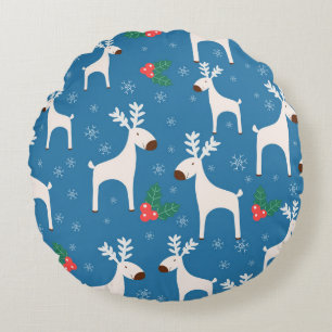 Winter background with deers ( seamless pattern)an round cushion