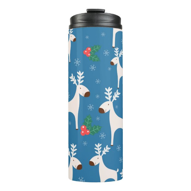 Winter background with deers ( seamless pattern)an thermal tumbler (Front)