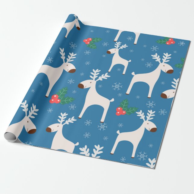 Winter background with deers ( seamless pattern)an wrapping paper (Unrolled)