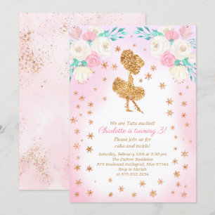 Winter Ballerina Glitter Birthday Invitation