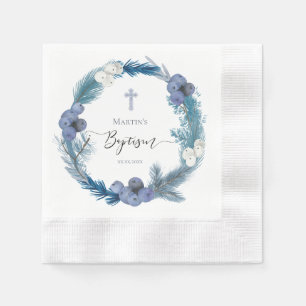 winter Baptism blue wreath Paper Napkin