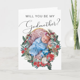 Winter Baptism Godmother Proposal Card