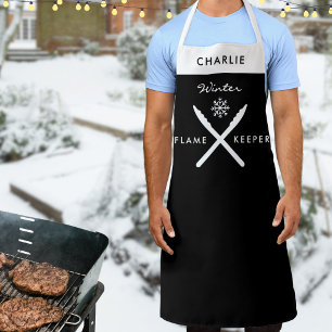 Winter Barbecue Grill Snowflake Funny Personalised Apron