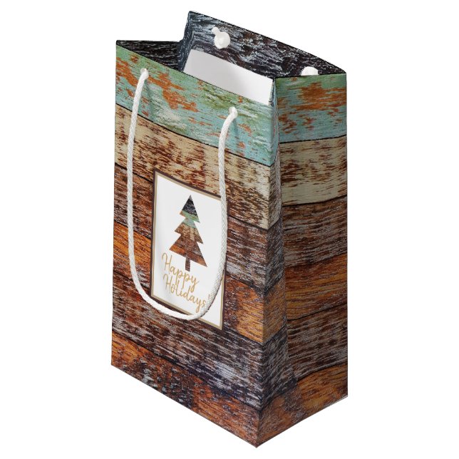 Winter Barn, Happy Holidays Small Gift Bag (Front Angled)