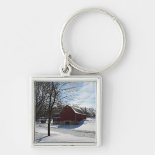 Winter Barn Keychain