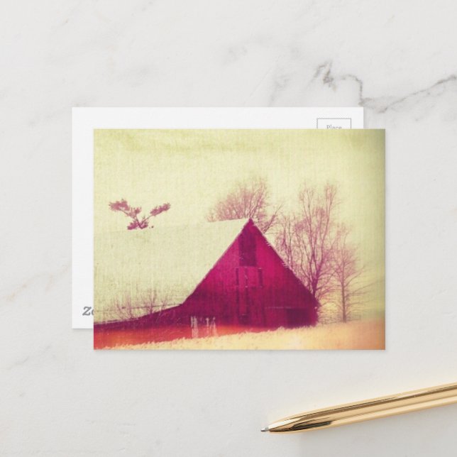 Winter Barn Postcard (Front/Back In Situ)