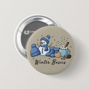 Winter Basics Snowman Christmas Weather Cosy 6 Cm Round Badge