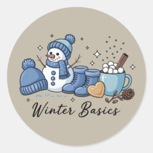 Winter Basics Snowman Christmas Weather Cosy Classic Round Sticker