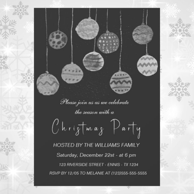 Winter Bauble Ornament Christmas Party Watercolor  Holiday Card (Creator Uploaded)