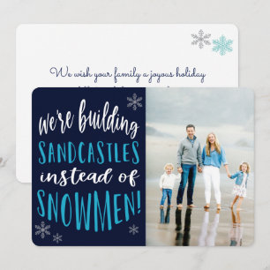 Winter Beach Christmas Photo Flat Holiday Card