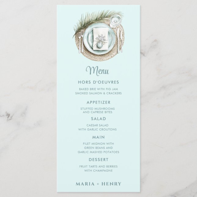 Winter Beach Place Setting Menu (Front)