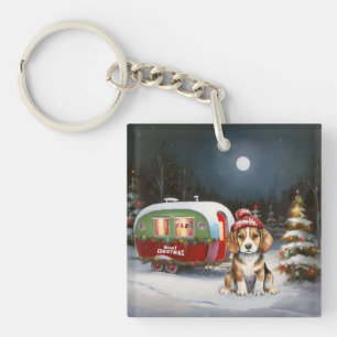 Winter Beagle Caravan Christmas Adventure  Key Ring
