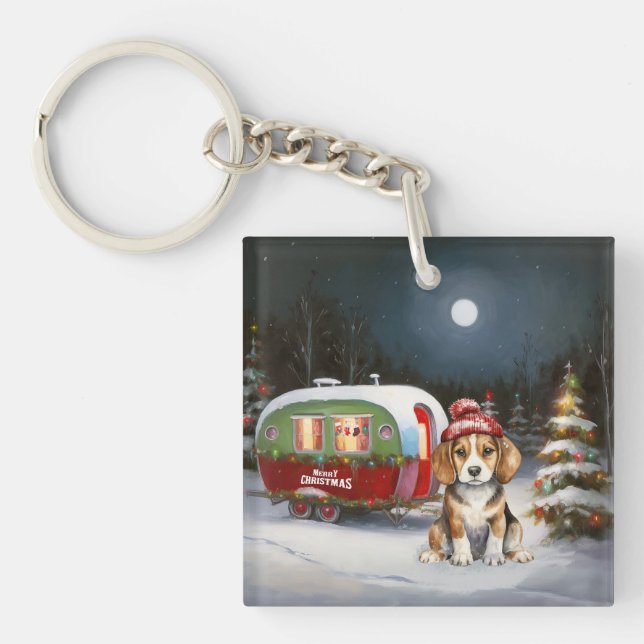 Winter Beagle Caravan Christmas Adventure  Key Ring (Front)