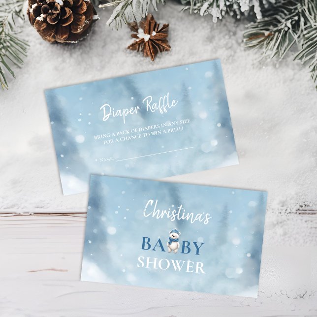 Winter Bear Blue Baby Diaper Raffle Request Enclosure Card (Creator Uploaded)