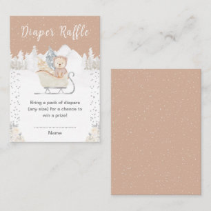 Winter Bear Brown Sleigh Diaper Raffle Enclosure Card
