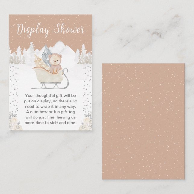 Winter Bear Brown Sleigh Display Shower Enclosure Card (Front/Back)