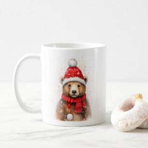 Winter Bear in a Cosy Red Hat  Coffee Mug