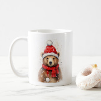Winter Bear in a Cosy Red Hat  Coffee Mug