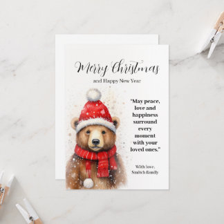 Winter Bear in a Cosy Red Hat Invitation