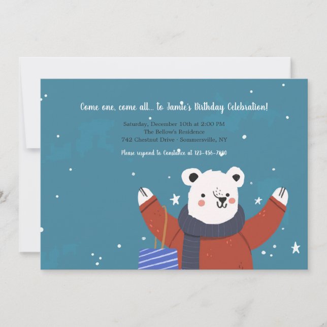 Winter Bear Invitation (Front)