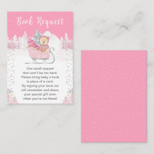 Winter Bear Pink Sleigh Book Request Enclosure Card