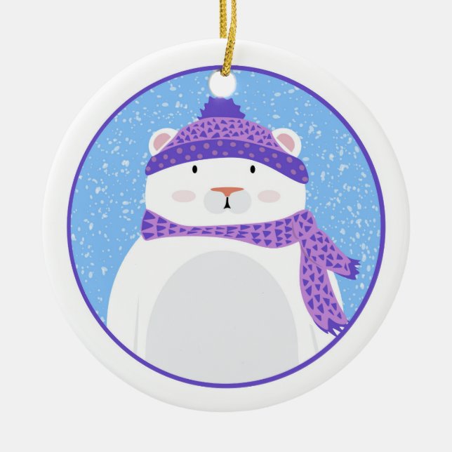 Winter Bear Round Ornament (Front)