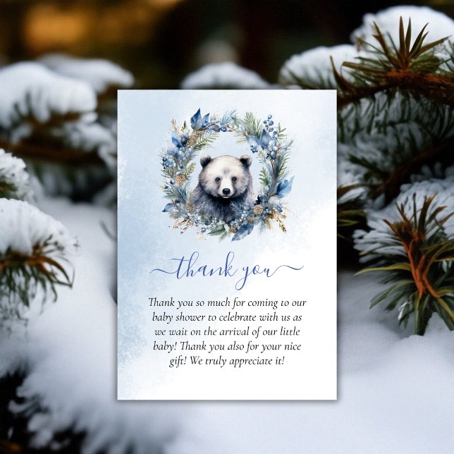 Winter Bear Watercolor Baby Shower Thank You (Winter Bear Watercolor Baby Shower Thank You)