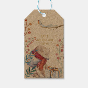 Winter Bear Watercolor Gift Tag Personalised