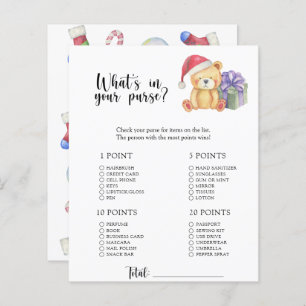Winter bear - Whats in your purse baby shower game