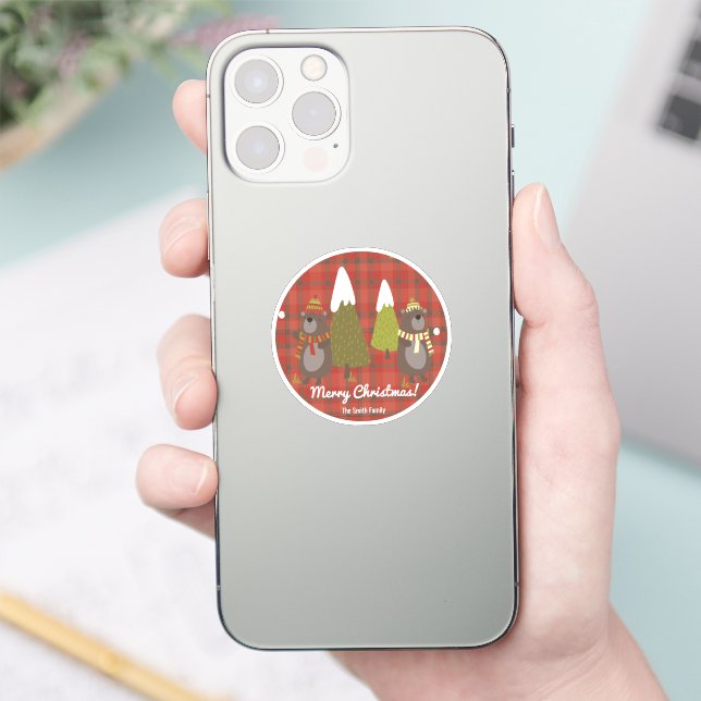 Winter Bear White Christmas Red Buffalo Plaid  (Phone)