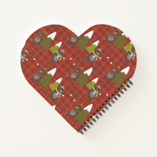 Winter Bear White Christmas Red Buffalo Plaid  Notebook