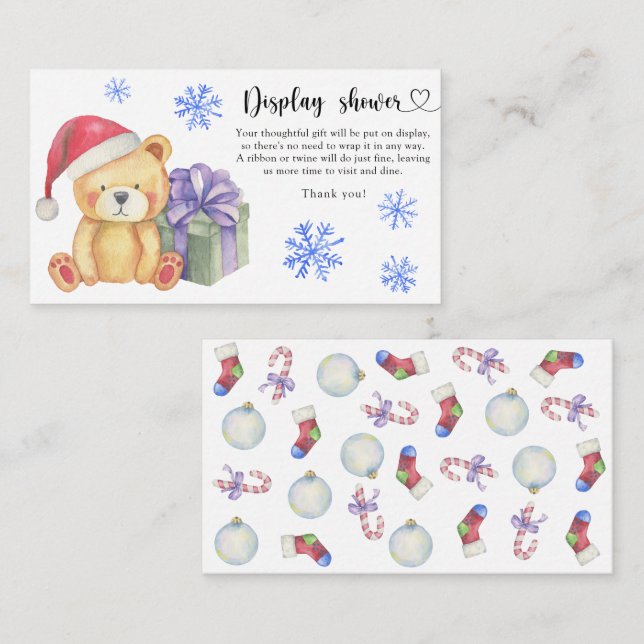 Winter bear with xmas gift - display shower card (Front/Back)