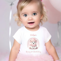 Winter Beary 1st Birthday Pink Polar Bear Girl