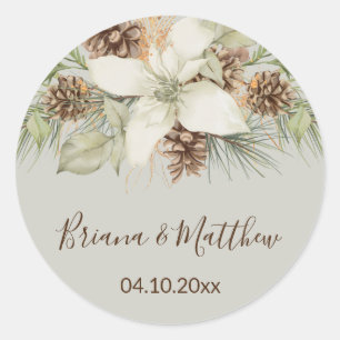 Winter Beige Elegant Script Wedding Envelope Seal