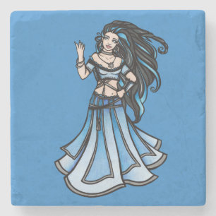 Winter Belly Dancer Goddess Stone Coaster