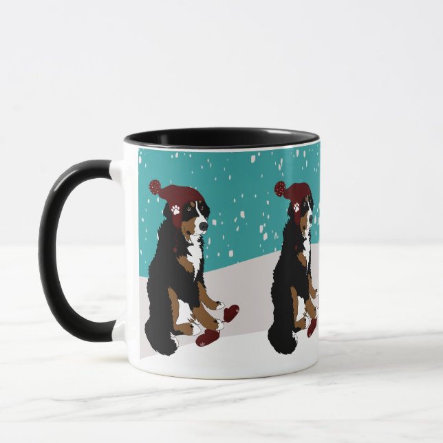 Winter Bernese mountain Dog Mug (Left)