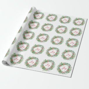 Winter Berries and Greenery Joy Christmas Wrapping Paper