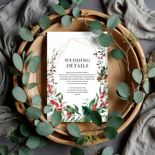 Winter Berries Botanical Greenery Wedding Details Enclosure Card