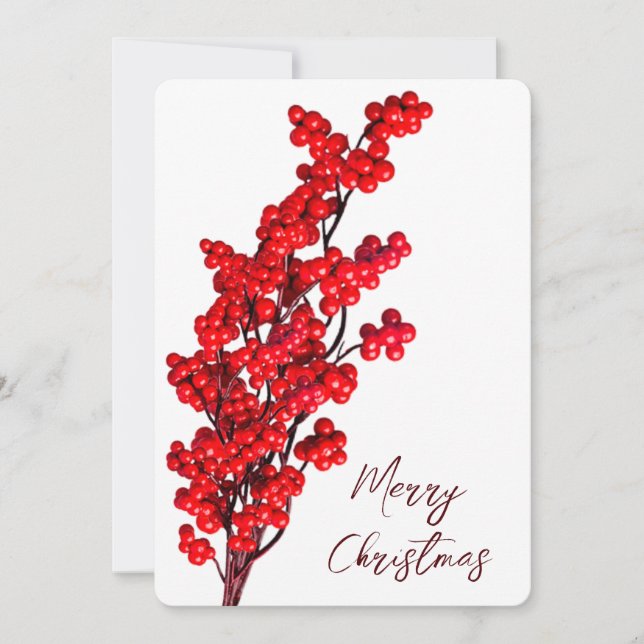 Winter Berries Branch Holiday Card (Front)