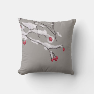 Winter Berries Branches Covered In Snow Cushion