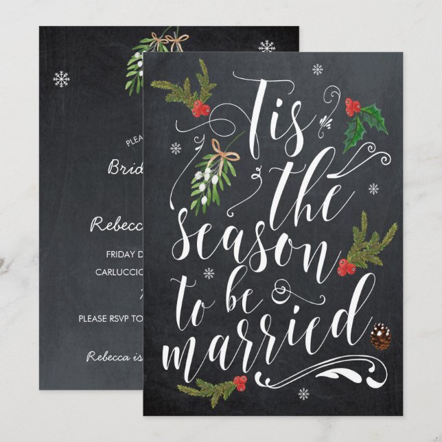 winter berries bridal shower invitation christmas (Front/Back)