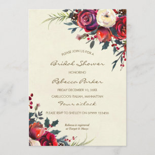 winter berries bridal shower invitation christmas