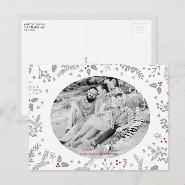 Winter Berries Christmas Holiday Postcard (Front/Back)