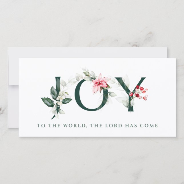 Winter Berries | Christmas Letters |  JOY Holiday Card (Front)