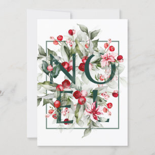 Winter Berries   Christmas Letters    NOEL Holiday Card