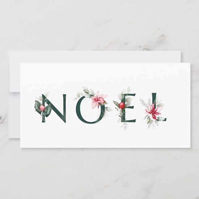 Winter Berries | Christmas Letters |  NOEL Holiday Card (Front)