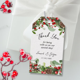 Winter Berries Christmas Wedding Favour Gift Tag