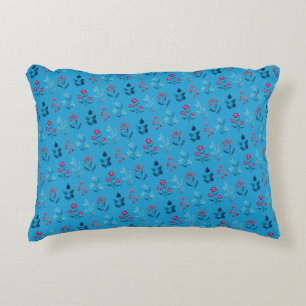 Winter berries & cosy cute blue decorative cushion