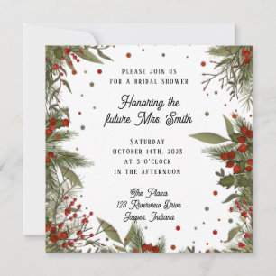 Winter Berries Elegant Modern Inspirivity Bridal Invitation